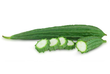 Fresh Angled luffa fruit isolated on white