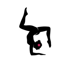 creative yoga logo design symbol with woman practicing yoga position. 