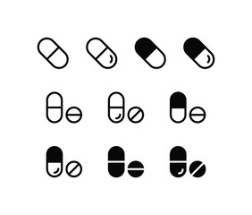 Pill Icon Logo Vector Symbol. Drug Icon