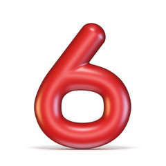 Red glossy font Number 6 SIX 3D