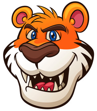 Vector illustration of Tiger head Cartoon