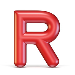Red glossy font Letter R 3D