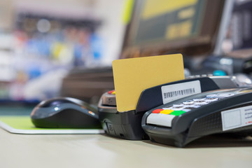 Credit Card reader on cashier table