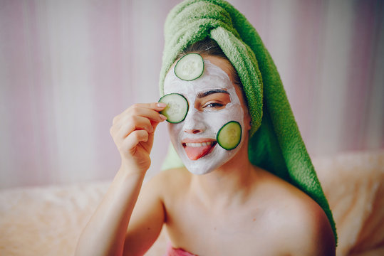 Girl with face mask