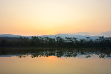 Fototapeta na wymiar A beautiful landscape around a river in the morning time.