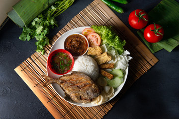 traditional malay indonesian fried pomfret fish rice