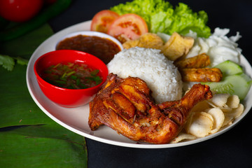 nasi lemak kukus with thigh malaysian local food top down