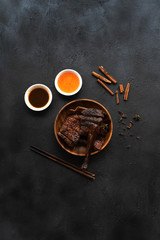 chinese roasted duck with dark background