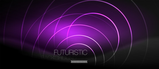 Dark abstract background with glowing neon circles