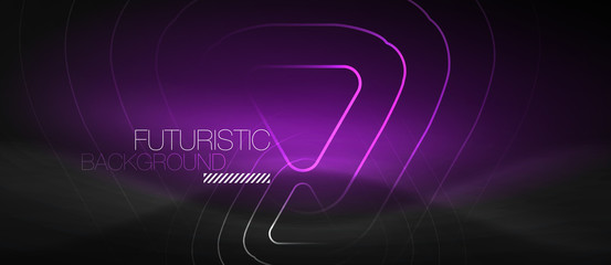 Dark black abstract background with neon colors and lines