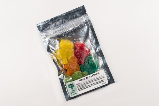 Medical Cannabis Gummies In Colorful Packaging