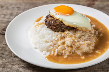 Loco Moco. Traditional Hawaiian cuisine