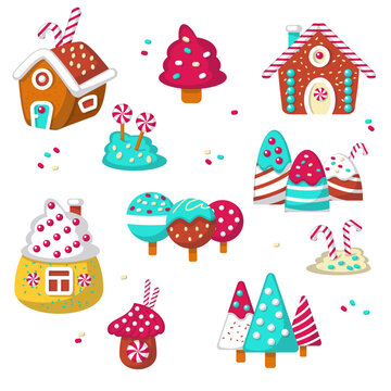 Sweet candy icon set vector isolated illustration