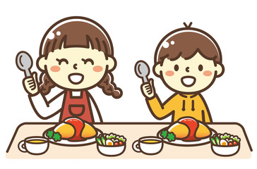 オムライスを食べる子供