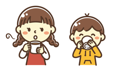 ココアを飲む子供