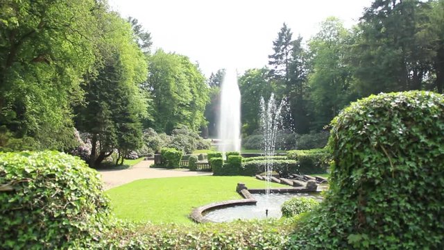 Castle garden with fountains