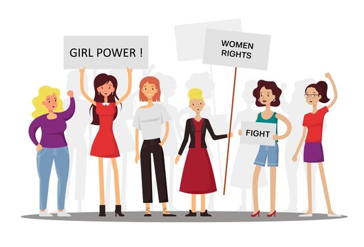 Girl power and feminism concept vector flat illustration