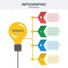 Light bulb Abstract infographics options template. Vector illustration. Can be used for workflow layout, diagram, business step options, banner, web design.