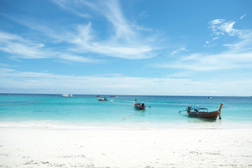 The long-tail boat or Boat in Koh Lipe Beach at Thailand.