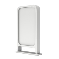 LCD Screen Stand. Blank Trade Show Booth. 3d render of lcd screen isolated on white background. High Resolution. Ad template for your expo design.