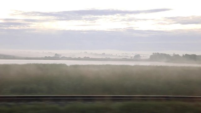Carpathian mountain landscape seen from train