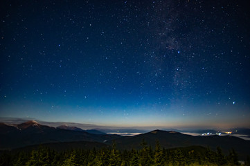 Starry sky in the Carpathians