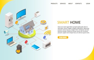 Smart home landing page website vector template