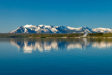 Beautiful Yellowstone Lake in Yellowstone National Park, USA