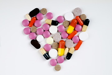 pills on white background