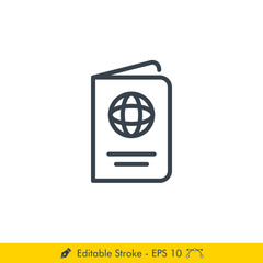 Passport Icon / Vector - In Line / Stroke Design