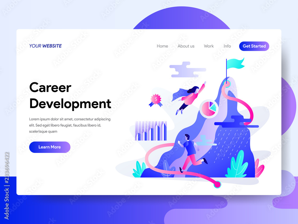 Poster landing page template of career development concept. modern flat design concept of web page design f