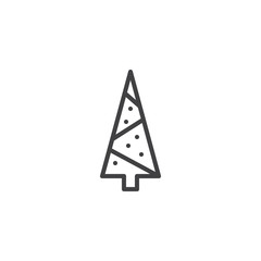 Decorated christmas tree outline icon. linear style sign for mobile concept and web design. Xmas tree simple line vector icon. Symbol, logo illustration. Pixel perfect vector graphics