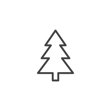 Xmas tree outline icon. linear style sign for mobile concept and web design. Coniferous forest simple line vector icon. Symbol, logo illustration. Pixel perfect vector graphics