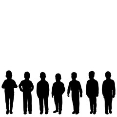 vector, isolated, silhouette kids set