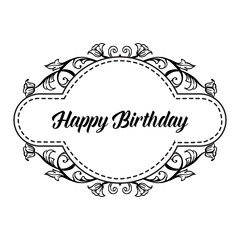 Happy birthday invitation card with floral vector illustration