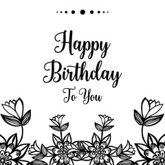 Happy birthday invitation card with floral vector illustration