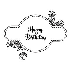 Happy Birthday Hand-drawn card with flower vector art