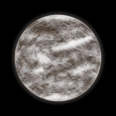 Planet isolated on black background without light