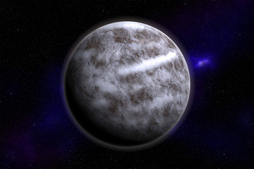 Planet on stars background