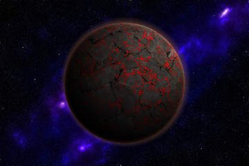 Planet on stars background