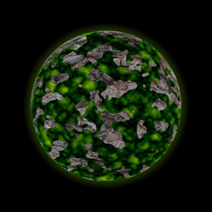 Planet isolated on black background without light