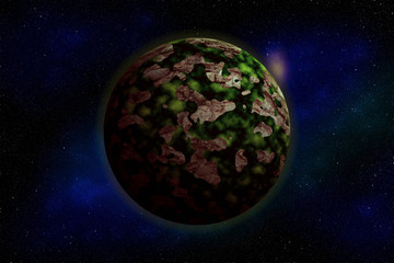 Planet on stars background