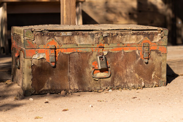 Old weathered chest with extreme rust and wear