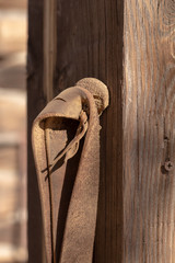 Closeup of ancient weathered leather strap