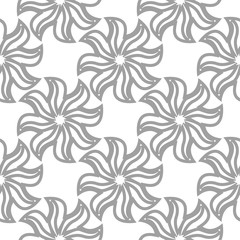 Gray floral seamless pattern on white background
