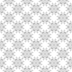 Gray floral seamless ornament on white background