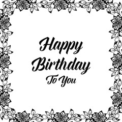 Happy birthday card design with floral vector illustration