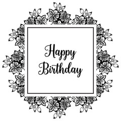 Happy birthday card design with floral vector illustration