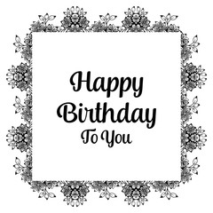 happy birthday card with flowers bouquet vector illustration