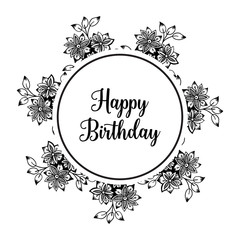 happy birthday card with flowers bouquet vector illustration